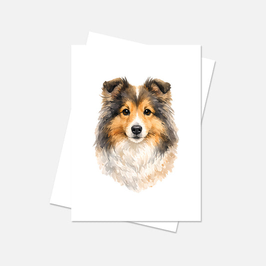 Shetland Sheepdog Watercolor Print Dog Notecard | 4x6 Blank Inside | Cute Pet Lover Stationery