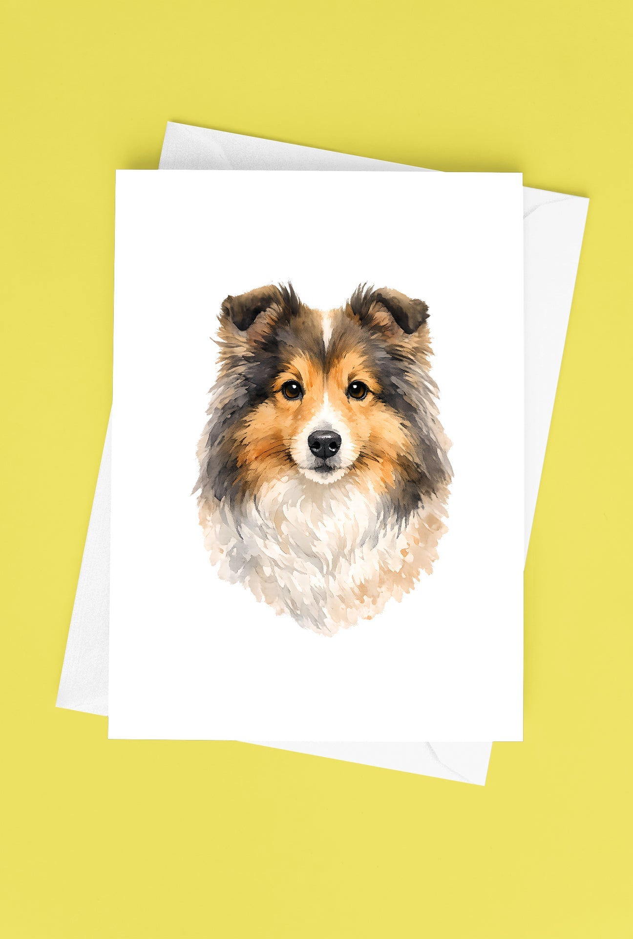 Shetland Sheepdog Watercolor Print Dog Notecard | 4x6 Blank Inside | Cute Pet Lover Stationery