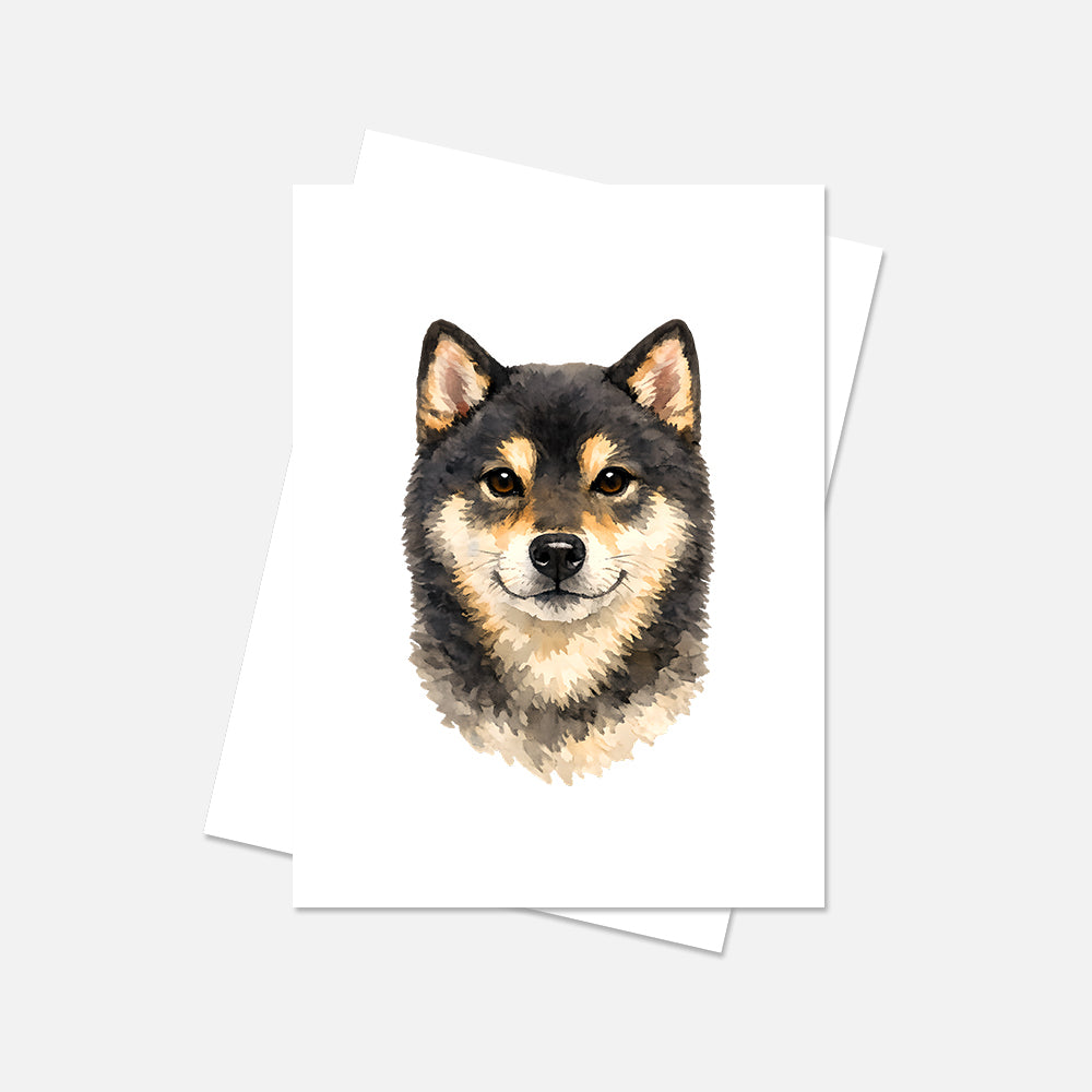 Shiba Inu Watercolor Print Dog Notecard | 4x6 Blank Inside | Cute Pet Lover Stationery