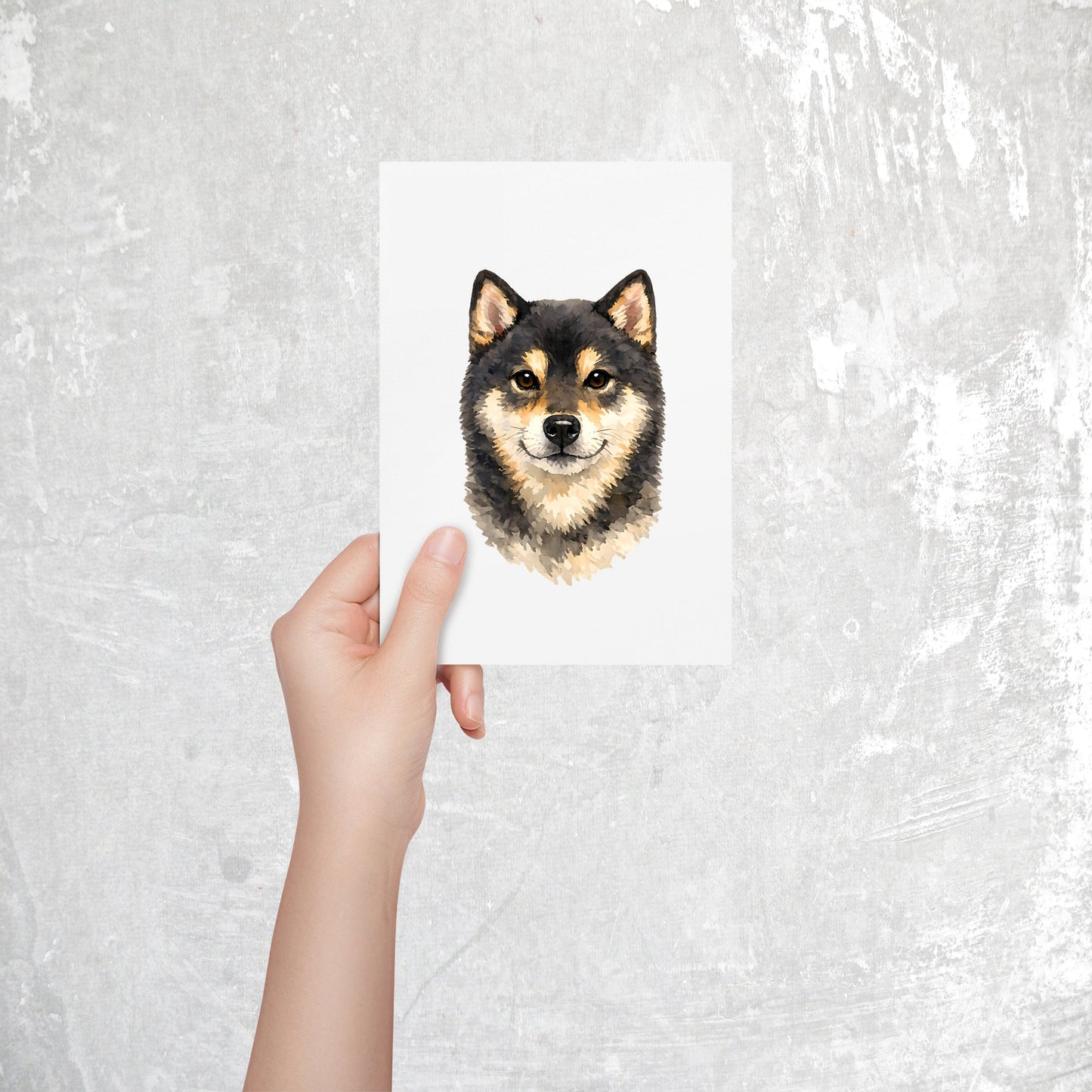 Shiba Inu Watercolor Print Dog Notecard | 4x6 Blank Inside | Cute Pet Lover Stationery