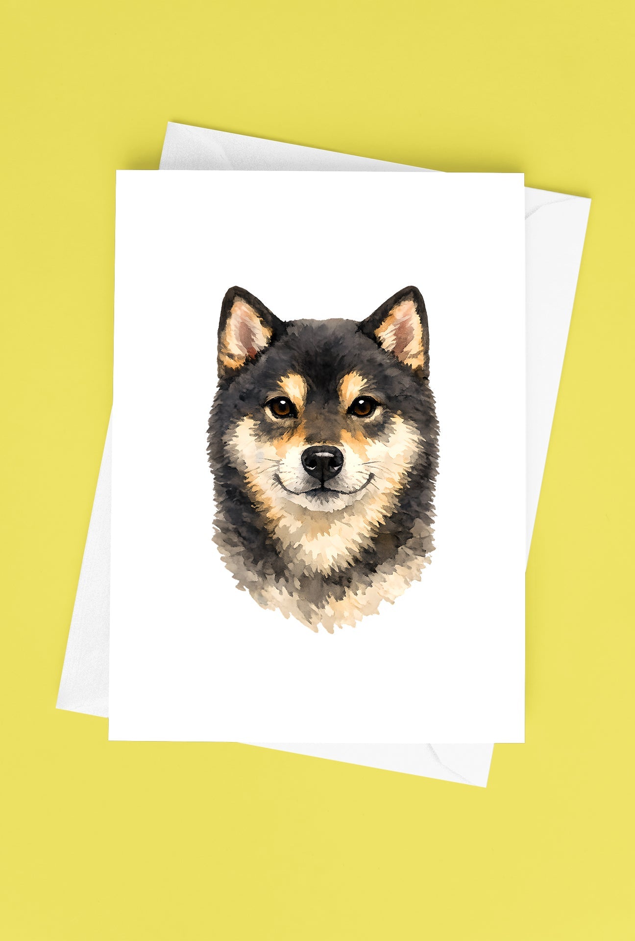 Shiba Inu Watercolor Print Dog Notecard | 4x6 Blank Inside | Cute Pet Lover Stationery