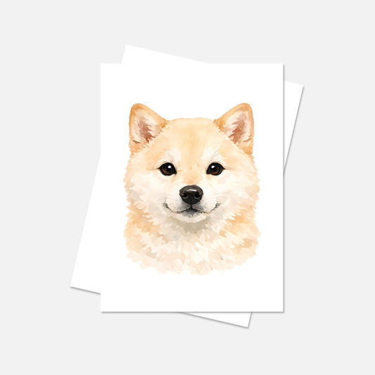 Shiba Inu Watercolor Print Dog Notecard | 4x6 Blank Inside | Cute Pet Lover Stationery