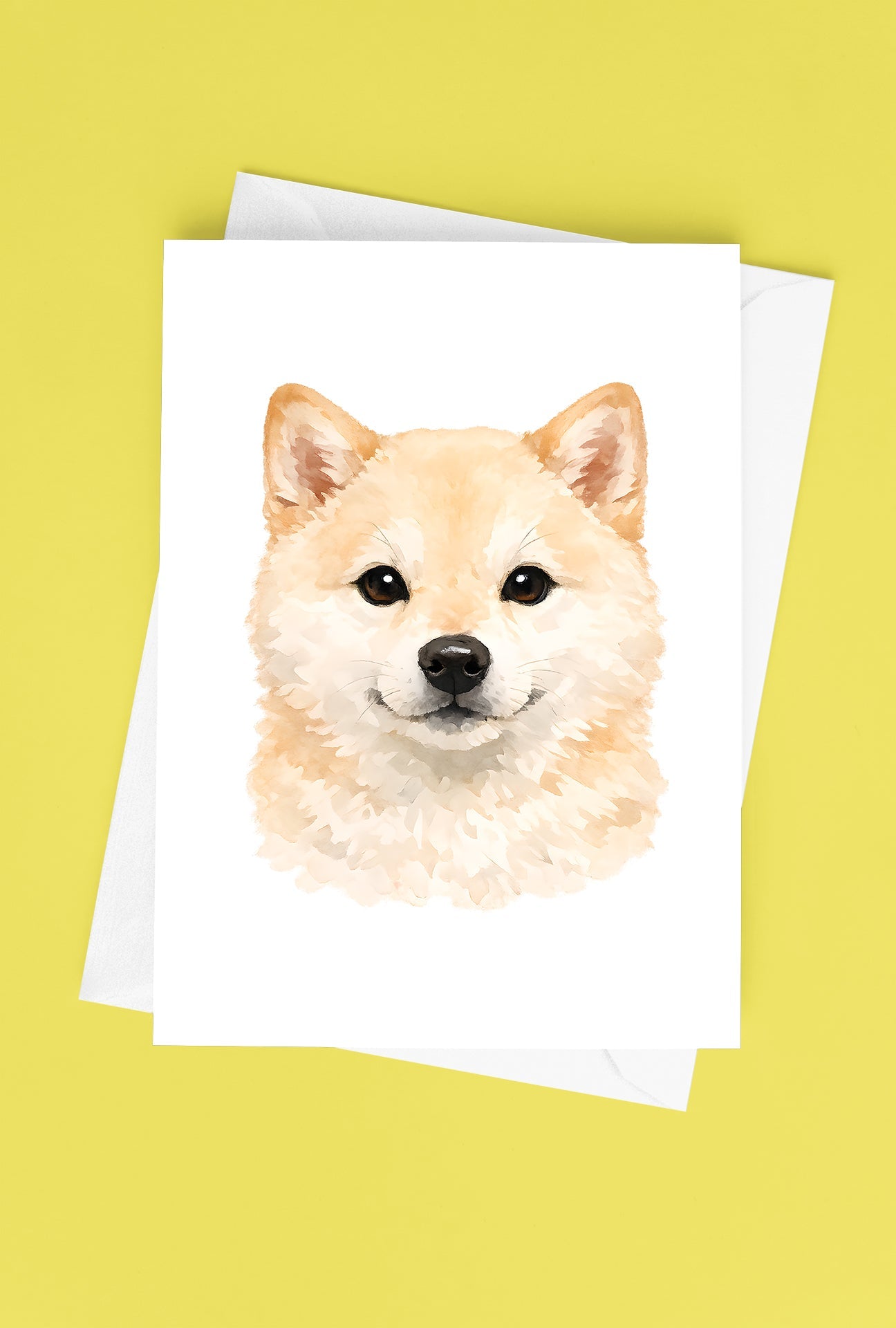 Shiba Inu Watercolor Print Dog Notecard | 4x6 Blank Inside | Cute Pet Lover Stationery