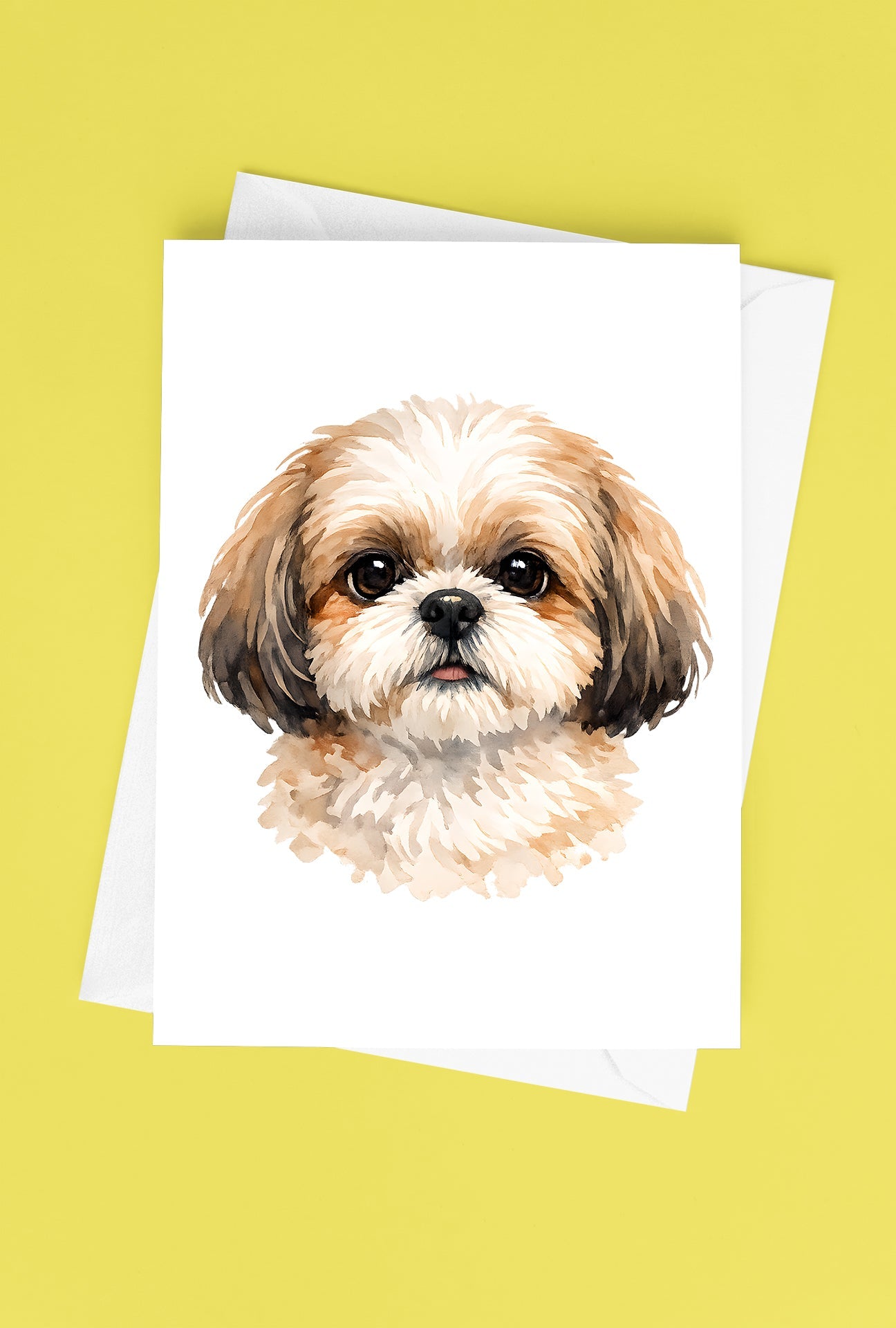 Shih Tzu Watercolor Print Dog Notecard | 4x6 Blank Inside | Cute Pet Lover Stationery