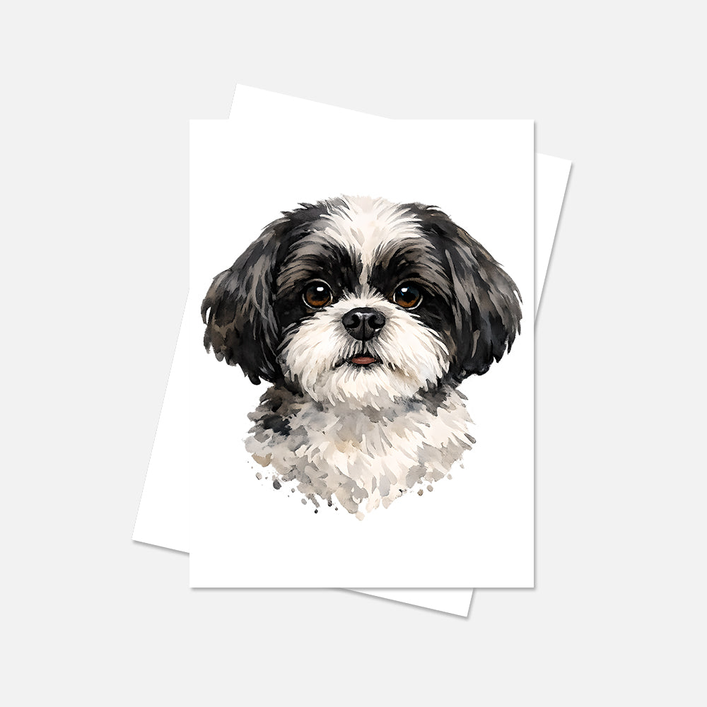 Shih Tzu Watercolor Print Dog Notecard | 4x6 Blank Inside | Cute Pet Lover Stationery