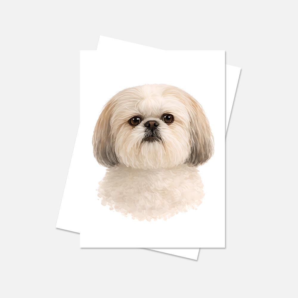 Shih Tzu Watercolor Print Dog Notecard | 4x6 Blank Inside | Cute Pet Lover Stationery