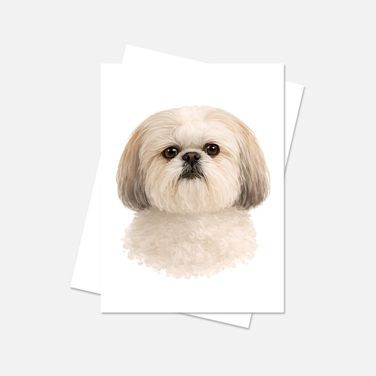 Shih Tzu Watercolor Print Dog Notecard | 4x6 Blank Inside | Cute Pet Lover Stationery