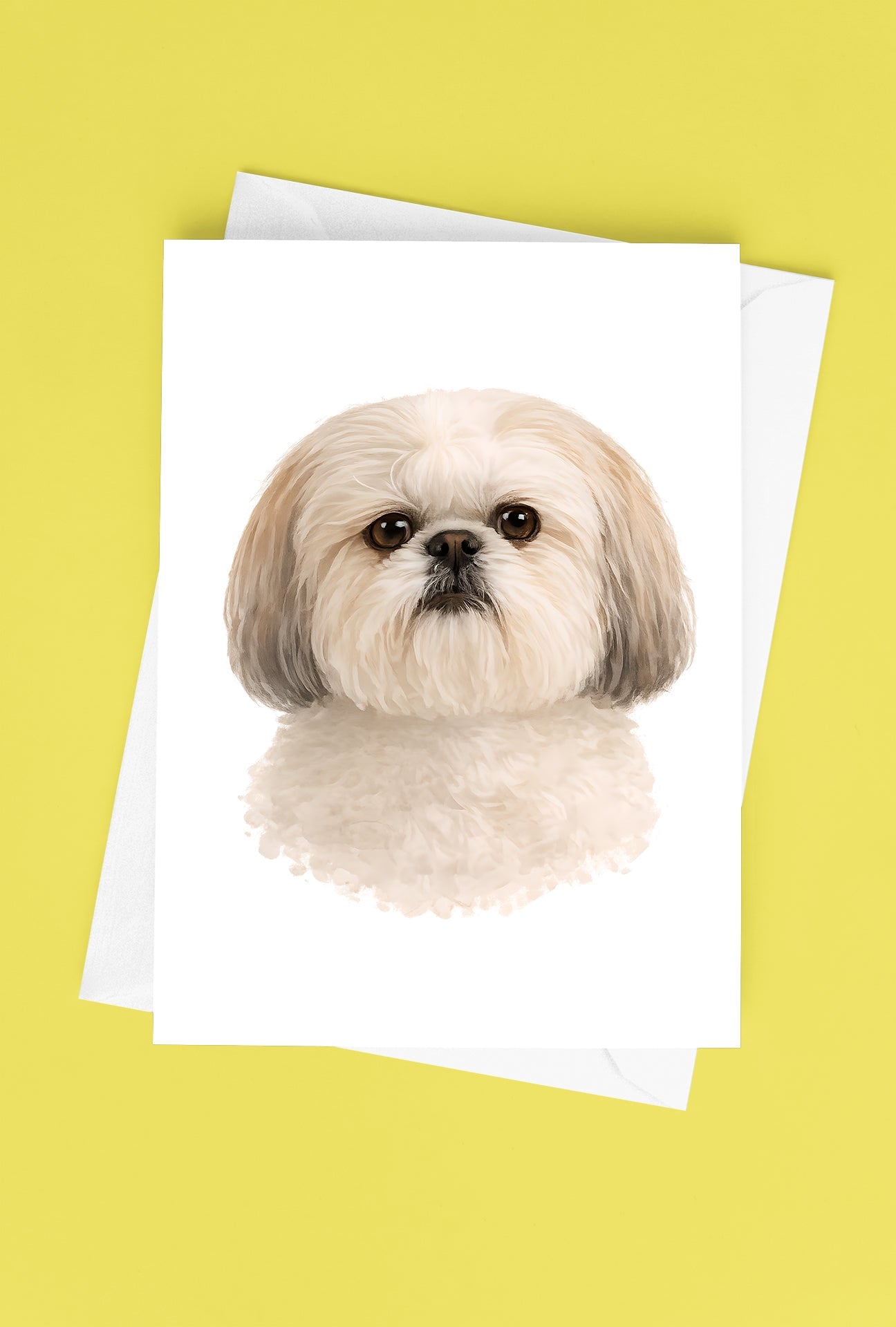 Shih Tzu Watercolor Print Dog Notecard | 4x6 Blank Inside | Cute Pet Lover Stationery