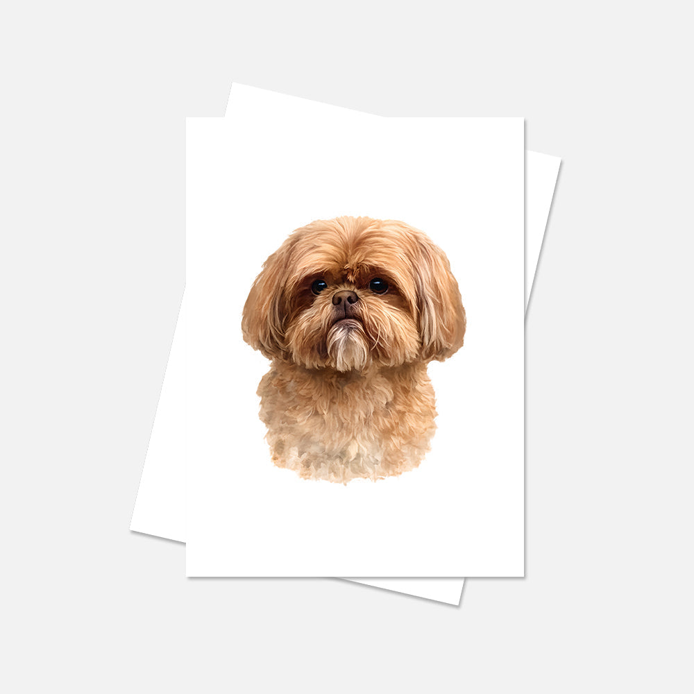 Shih Tzu Watercolor Print Dog Notecard | 4x6 Blank Inside | Cute Pet Lover Stationery