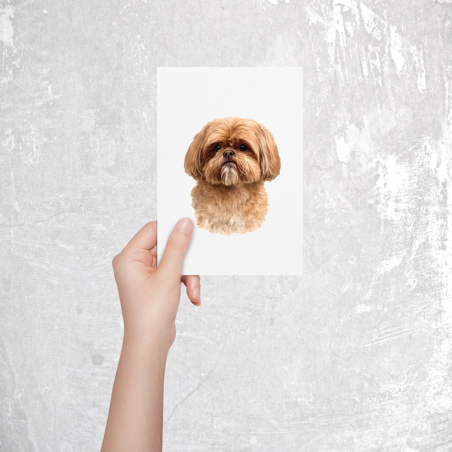 Shih Tzu Watercolor Print Dog Notecard | 4x6 Blank Inside | Cute Pet Lover Stationery