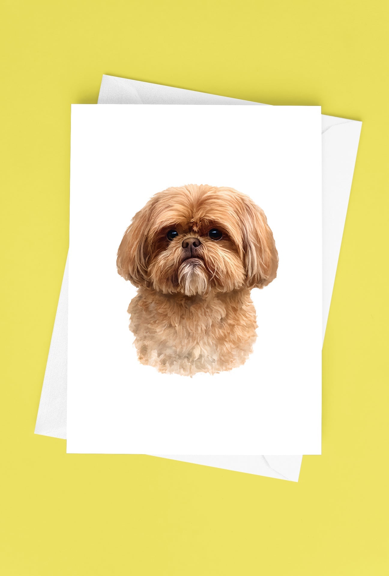 Shih Tzu Watercolor Print Dog Notecard | 4x6 Blank Inside | Cute Pet Lover Stationery