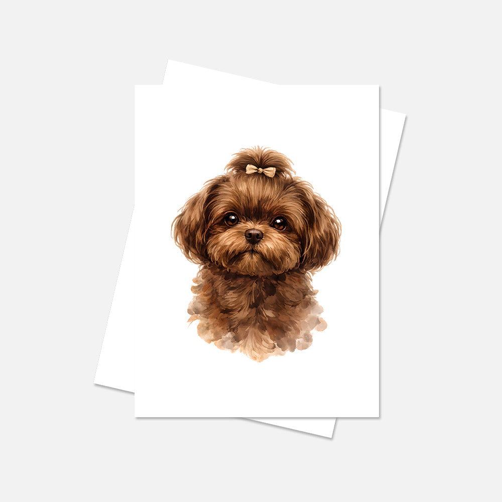 Shih Tzu Watercolor Print Dog Notecard | 4x6 Blank Inside | Cute Pet Lover Stationery