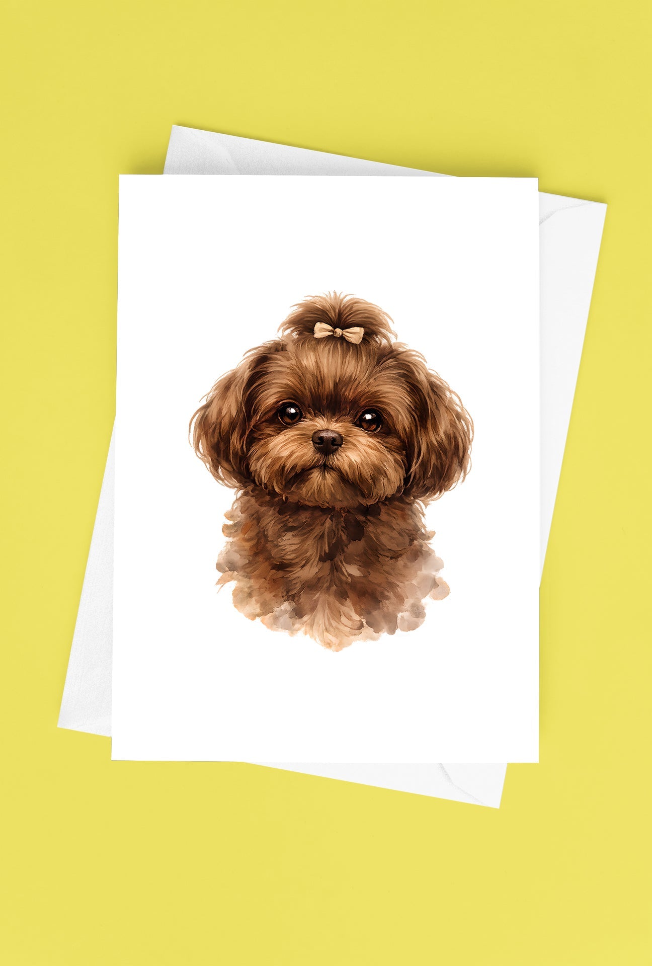 Shih Tzu Watercolor Print Dog Notecard | 4x6 Blank Inside | Cute Pet Lover Stationery