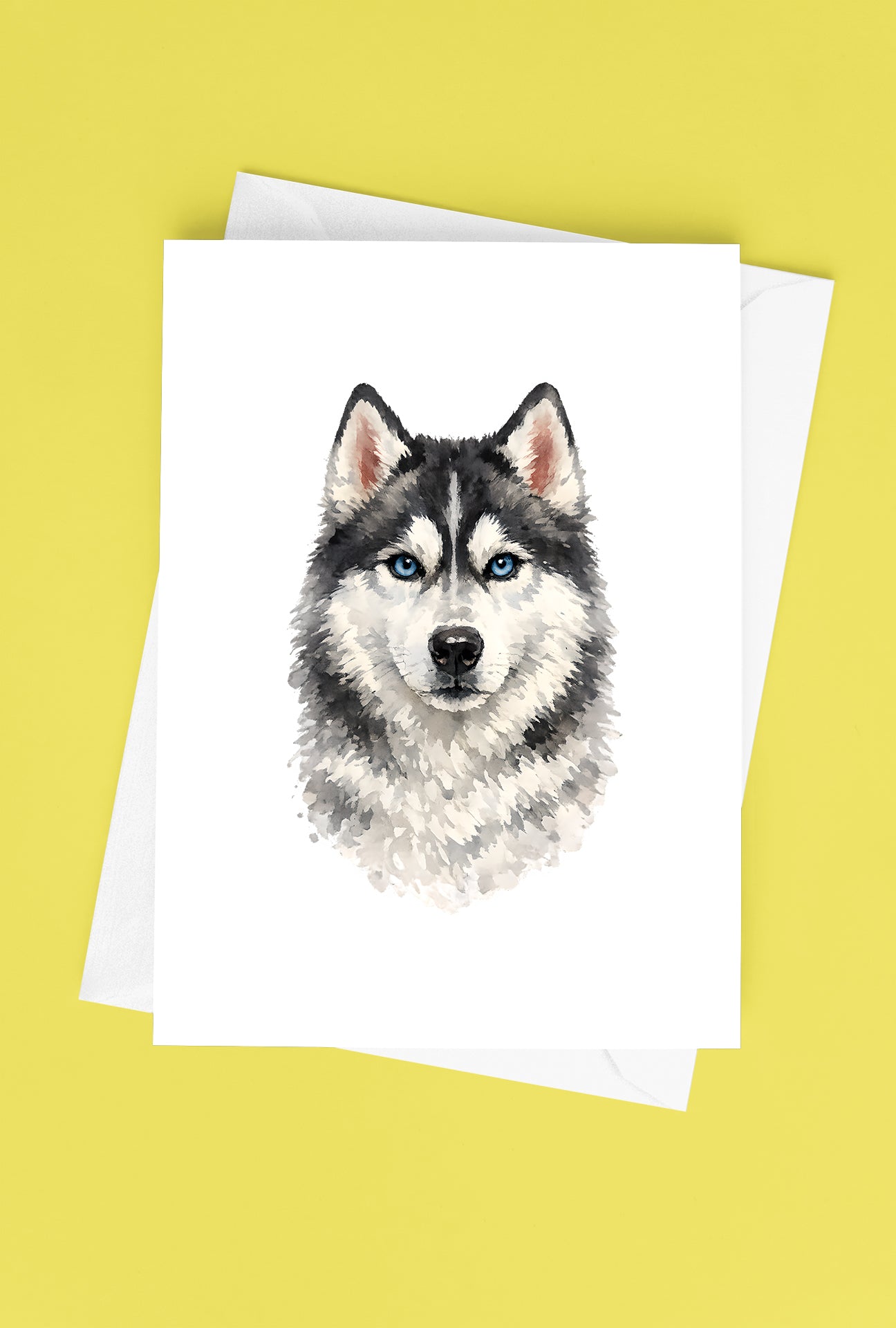 Siberian Husky Watercolor Print Dog Notecard | 4x6 Blank Inside | Cute Pet Lover Stationery