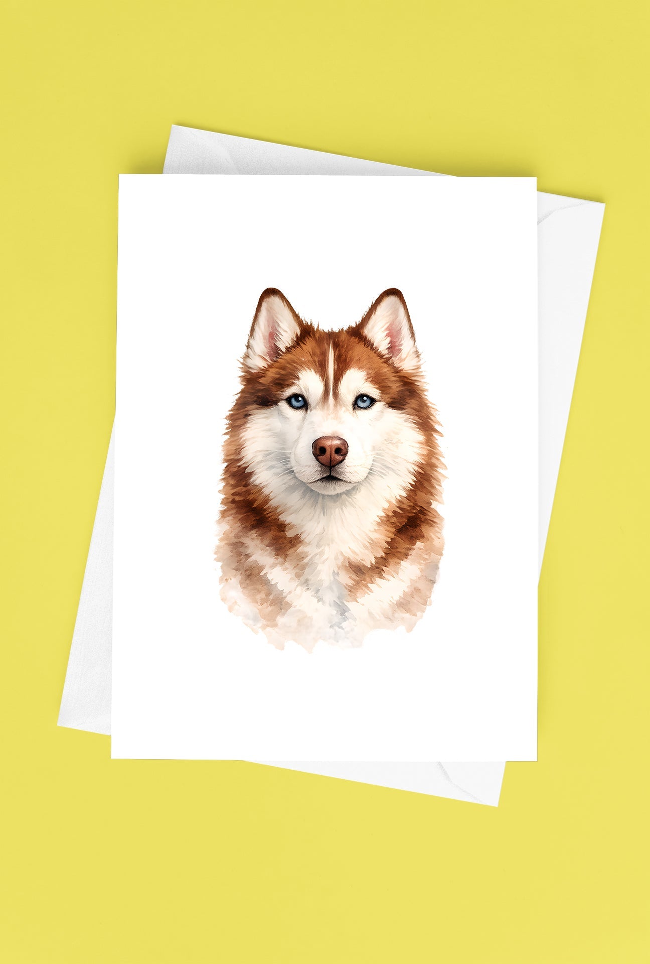 Siberian Husky Watercolor Print Dog Notecard | 4x6 Blank Inside | Cute Pet Lover Stationery