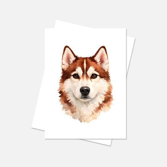 Siberian Husky Watercolor Print Dog Notecard | 4x6 Blank Inside | Cute Pet Lover Stationery