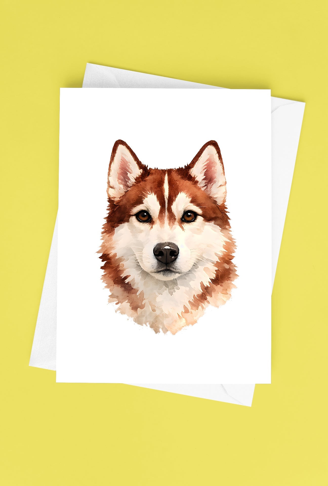 Siberian Husky Watercolor Print Dog Notecard | 4x6 Blank Inside | Cute Pet Lover Stationery
