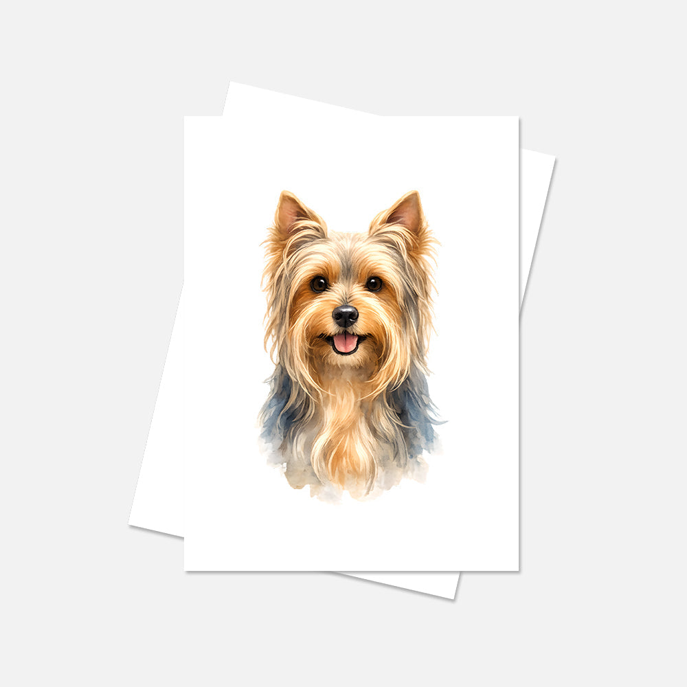 Silky Terrier Watercolor Print Dog Notecard | 4x6 Blank Inside | Cute Pet Lover Stationery