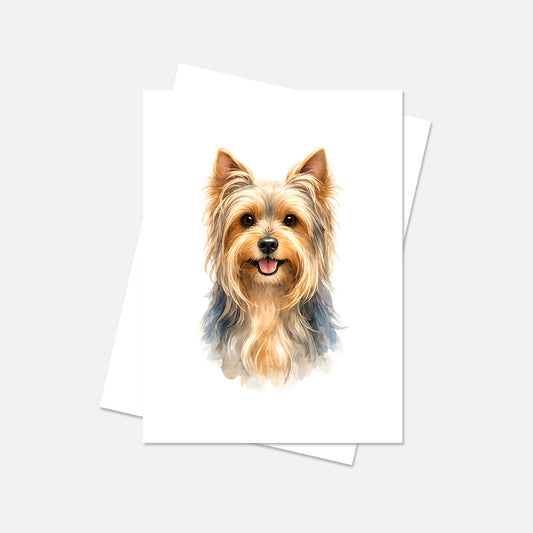 Silky Terrier Watercolor Print Dog Notecard | 4x6 Blank Inside | Cute Pet Lover Stationery