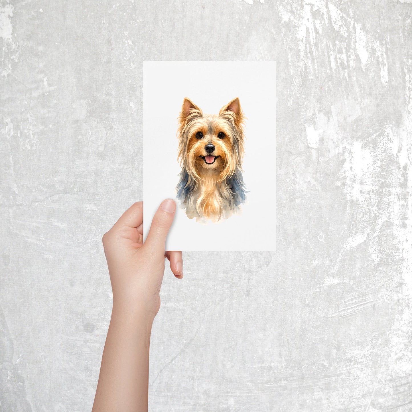 Silky Terrier Watercolor Print Dog Notecard | 4x6 Blank Inside | Cute Pet Lover Stationery