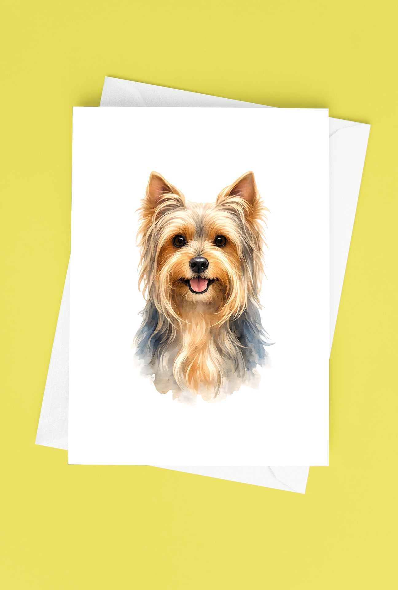 Silky Terrier Watercolor Print Dog Notecard | 4x6 Blank Inside | Cute Pet Lover Stationery