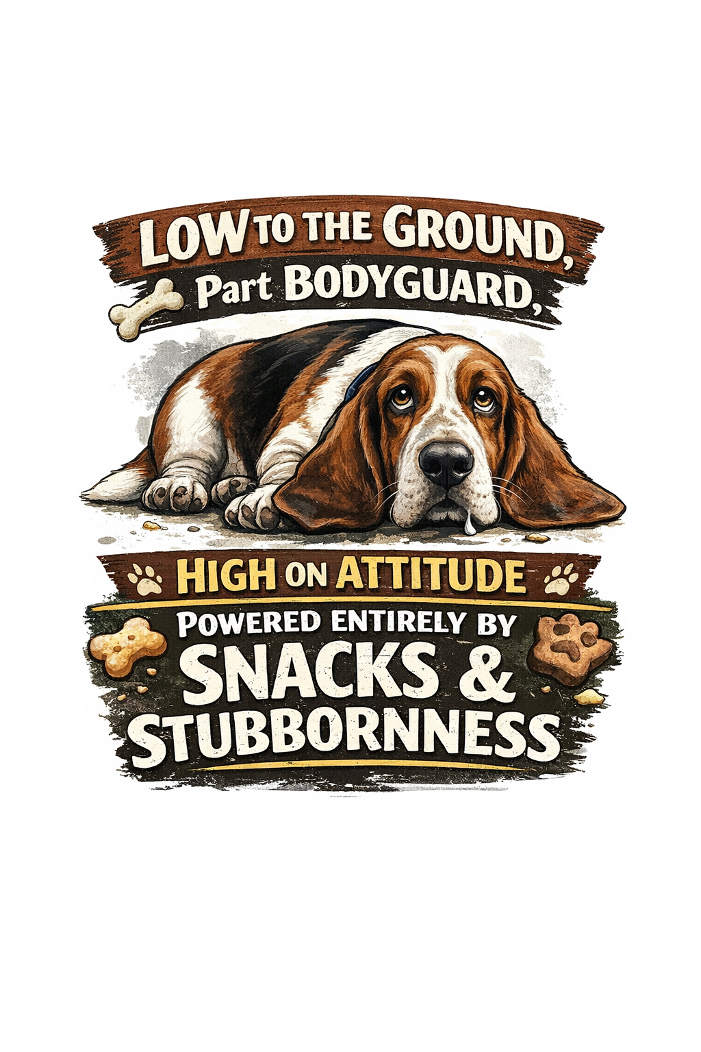 Funny Basset Hound Sticker Low to the Ground Dog Humor Journal Scrapbook Gift