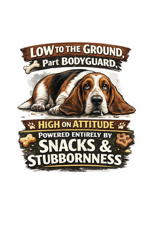Funny Basset Hound Sticker Low to the Ground Dog Humor Journal Scrapbook Gift