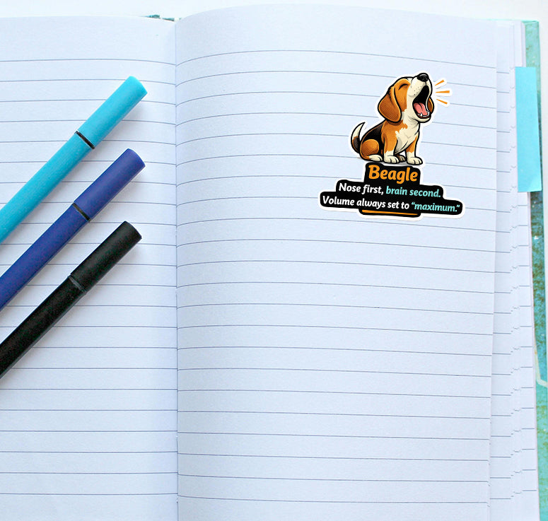 Funny Beagle Sticker Nose First Loud Dog Journal Scrapbook Dog Lover Gift