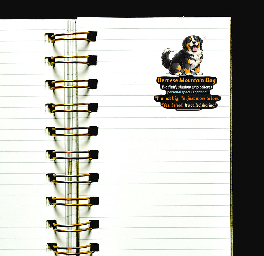 Funny Bernese Mountain Dog Sticker Fluffy Shadow Journal Scrapbook Dog Lover