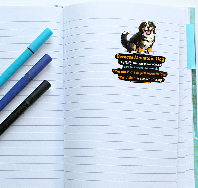 Funny Bernese Mountain Dog Sticker Fluffy Shadow Journal Scrapbook Dog Lover