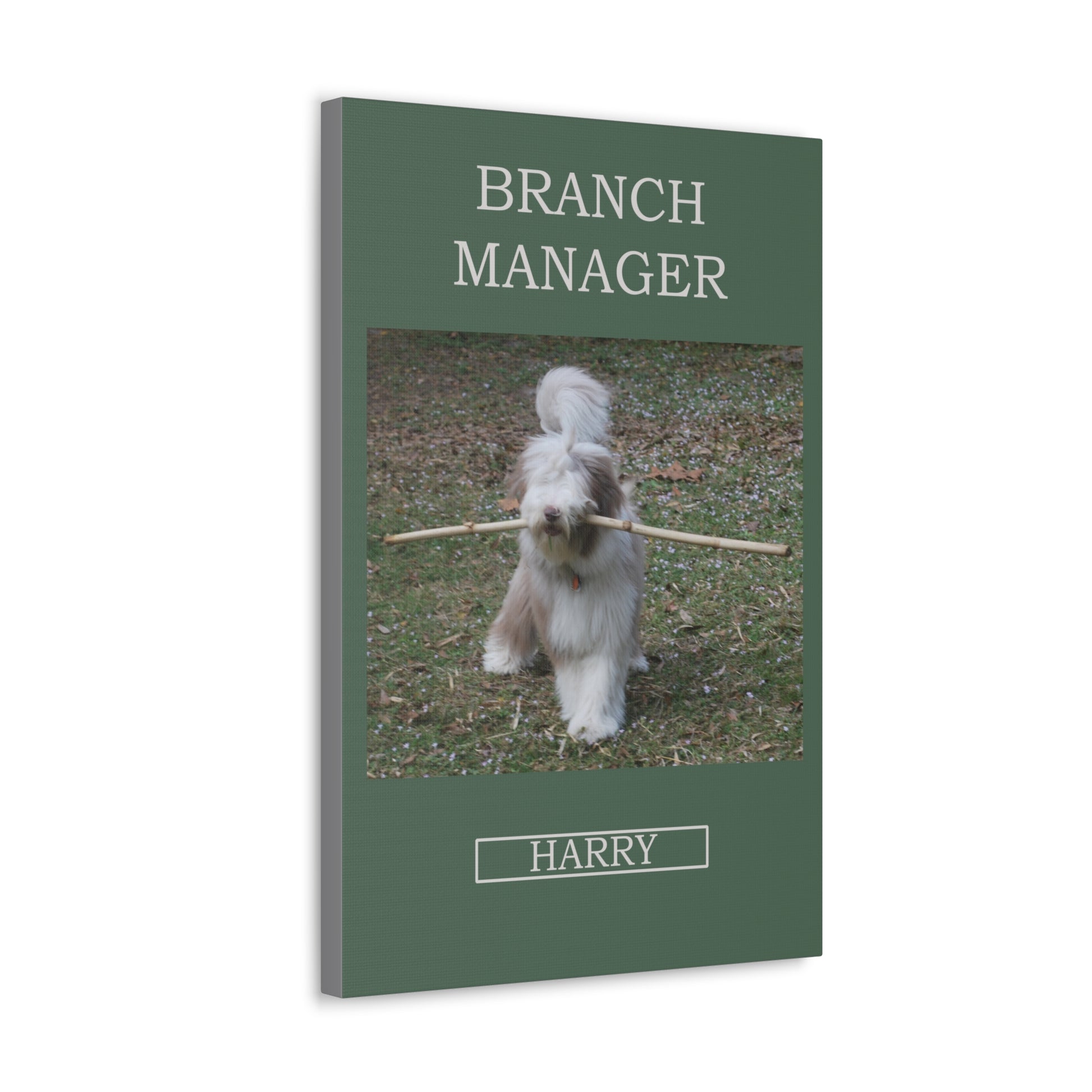 Branch Manager Side View of a Personalized Dog Wall Art Pet Canvas Custom Pet Portraits