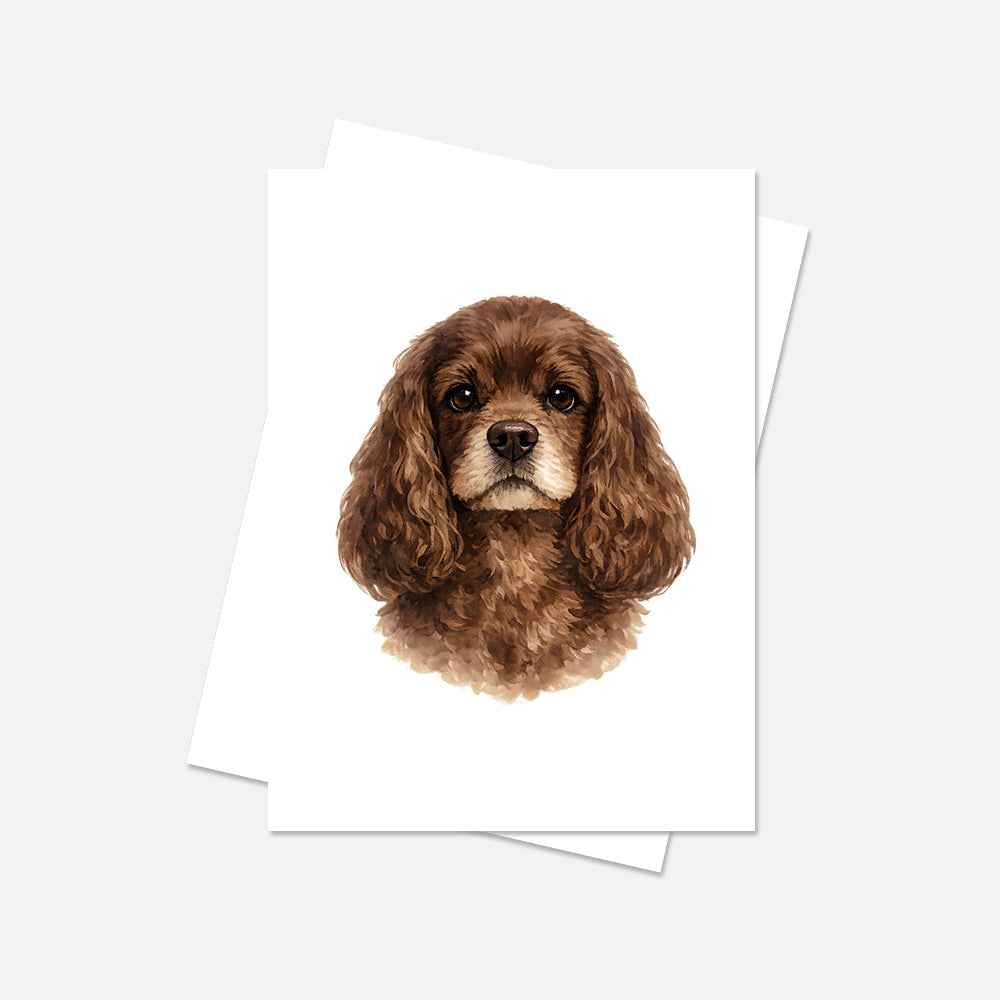 Cocker Spaniel Watercolor Print Dog Notecard | 4x6 Blank Inside | Cute Pet Lover Stationery