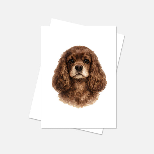 Cocker Spaniel Watercolor Print Dog Notecard | 4x6 Blank Inside | Cute Pet Lover Stationery