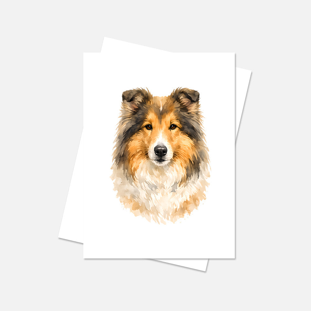 Collie Watercolor Print Dog Notecard | 4x6 Blank Inside | Cute Pet Lover Stationery