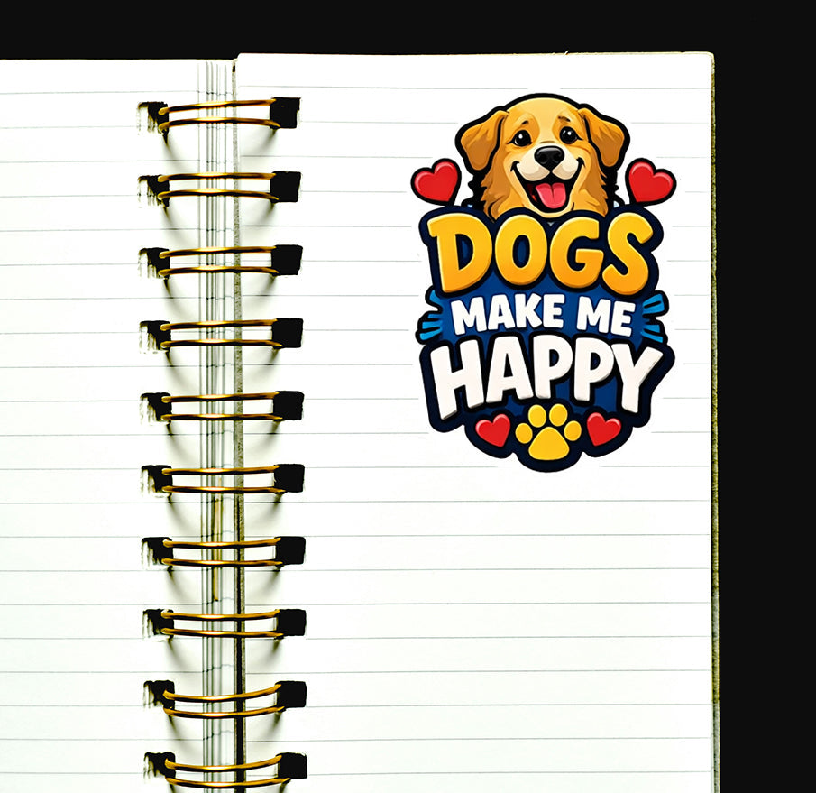 Dogs Make Me Happy Sticker Puppy Pet Lover Decal Animal Journal Scrapbooking
