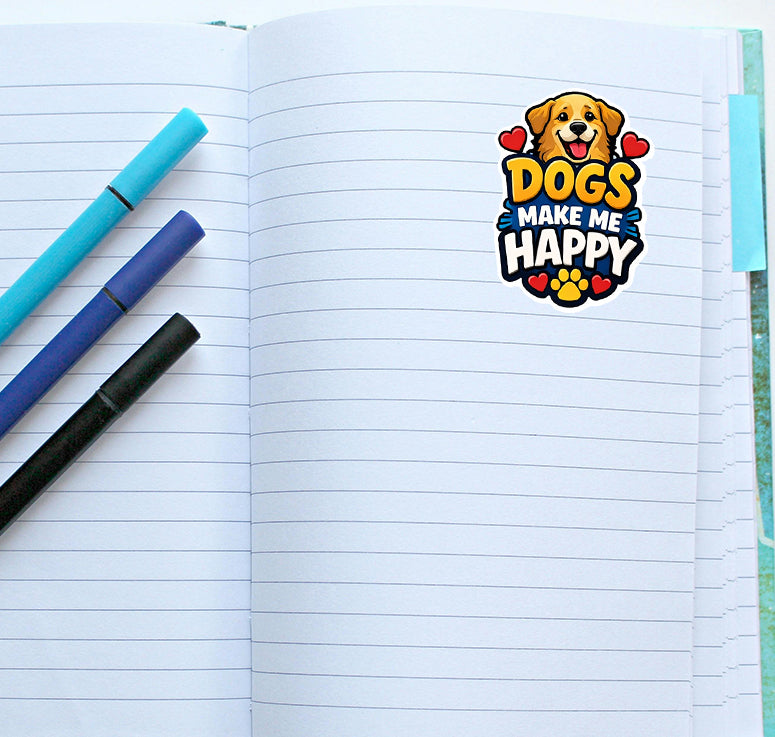 Dogs Make Me Happy Sticker Puppy Pet Lover Decal Animal Journal Scrapbooking