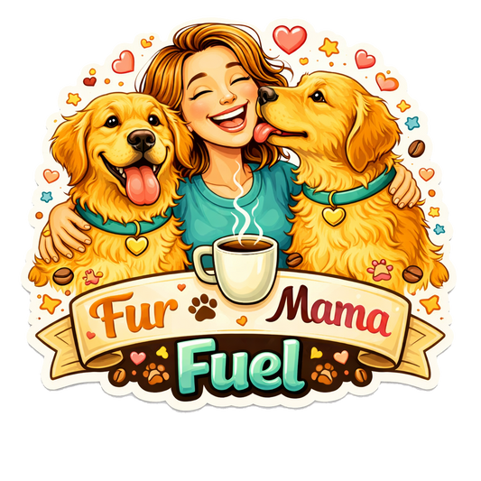 Fur Mama Fuel Sticker Dog Mom Coffee Lover Golden Retriever Pet Parent Humor