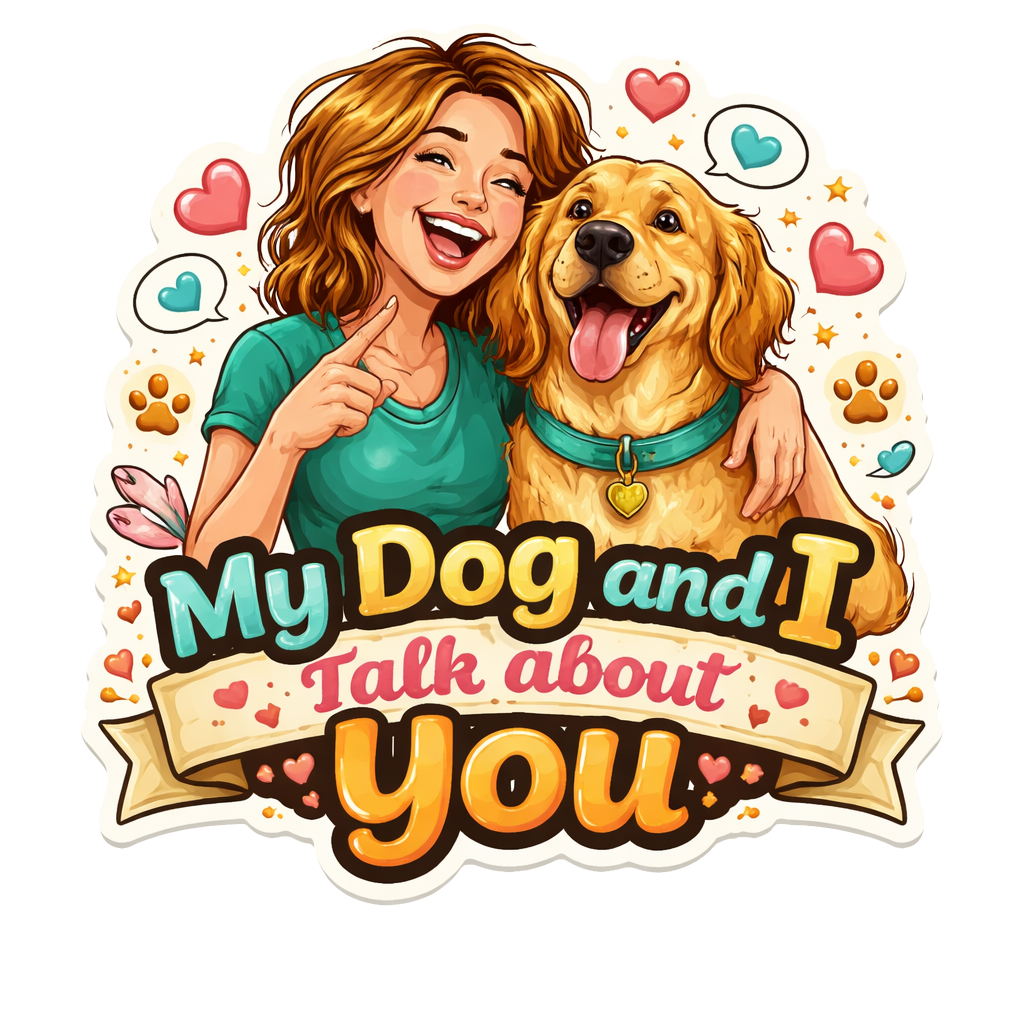 Share My Dog and I Talk About You Sticker Dog Lover Humor Pet Parent Funny Puppy Mom