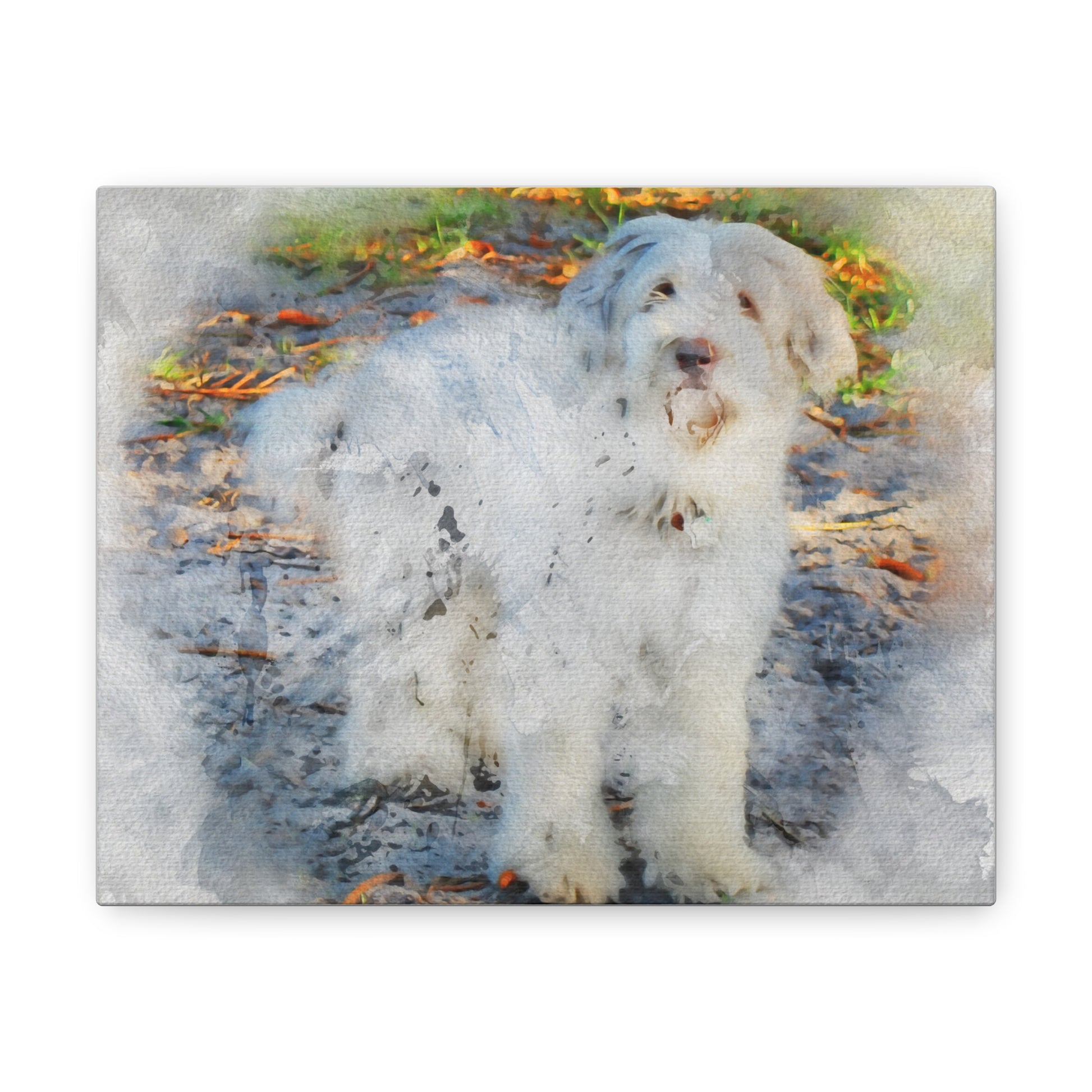 Watercolor Style Dog Custom Pet Portraits full front on white background