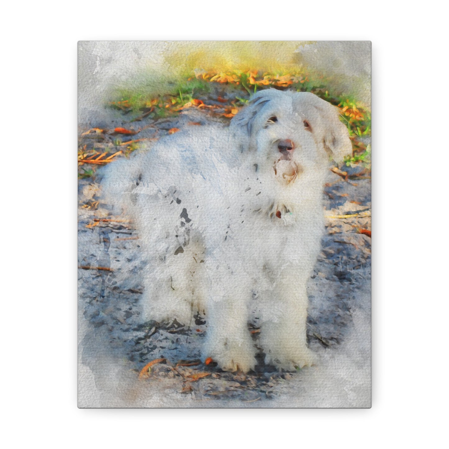 Custom Pet Portraits in vertical sizes on white wall