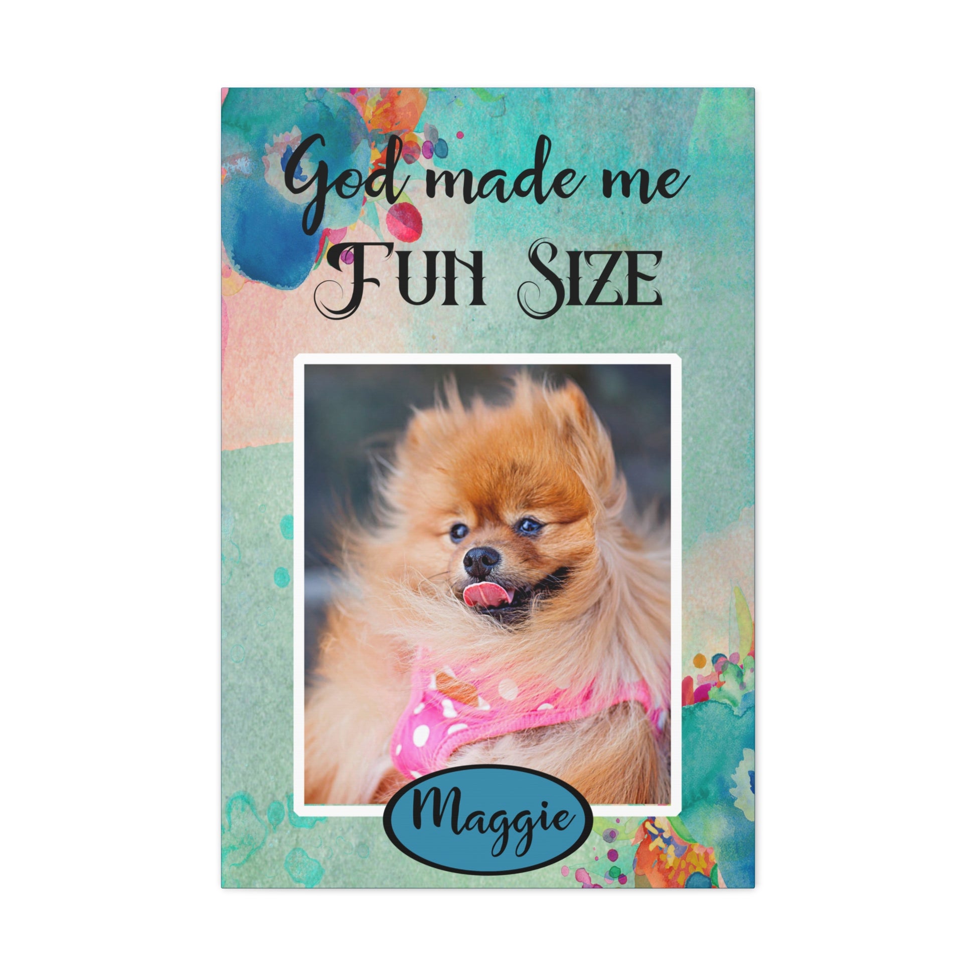 Fun Size Personalized Dog Canvas Custom Pet Portraits on white background