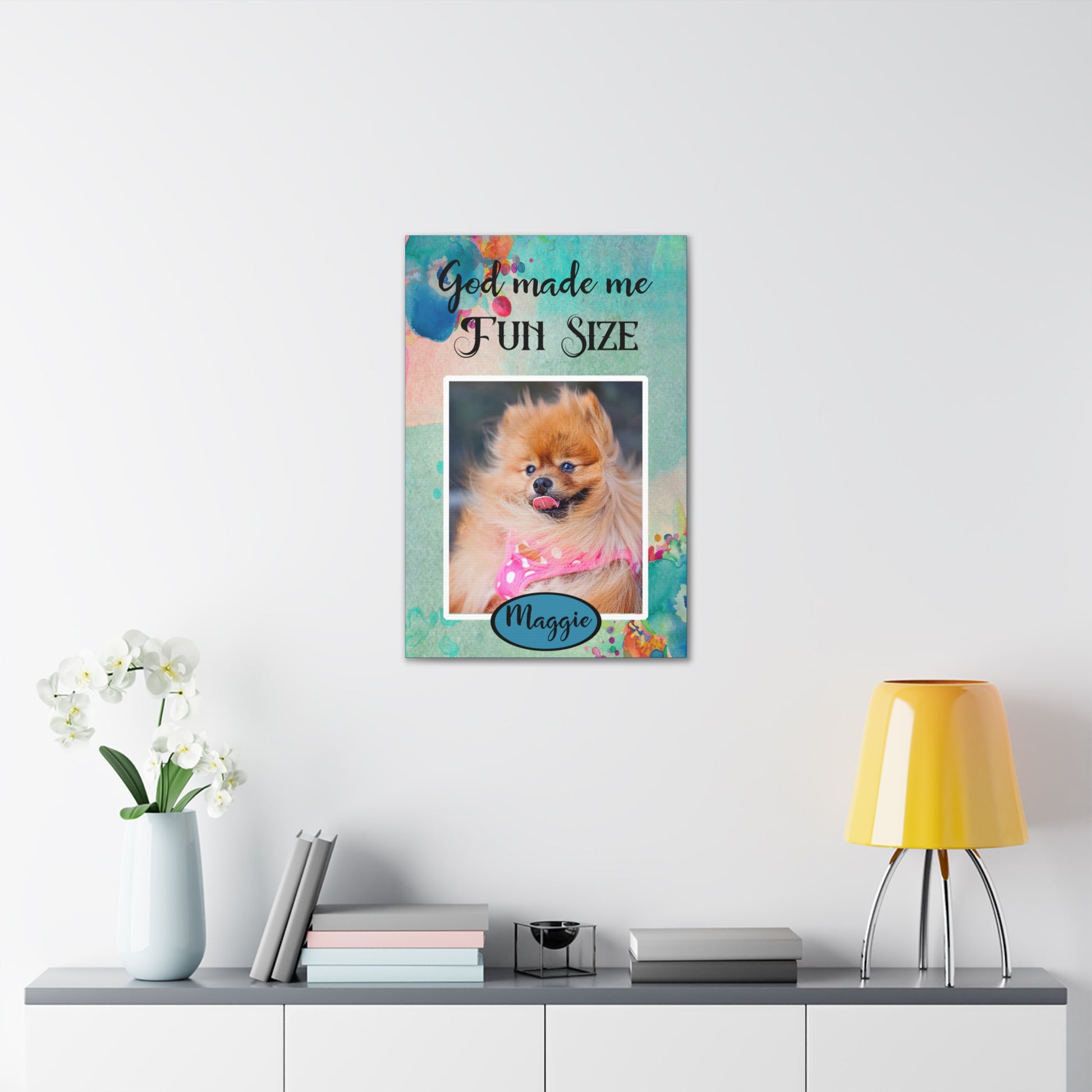 Fun Sized Personalized Dog Wall Art Pet Canvas Custom Pet Portraits over desk