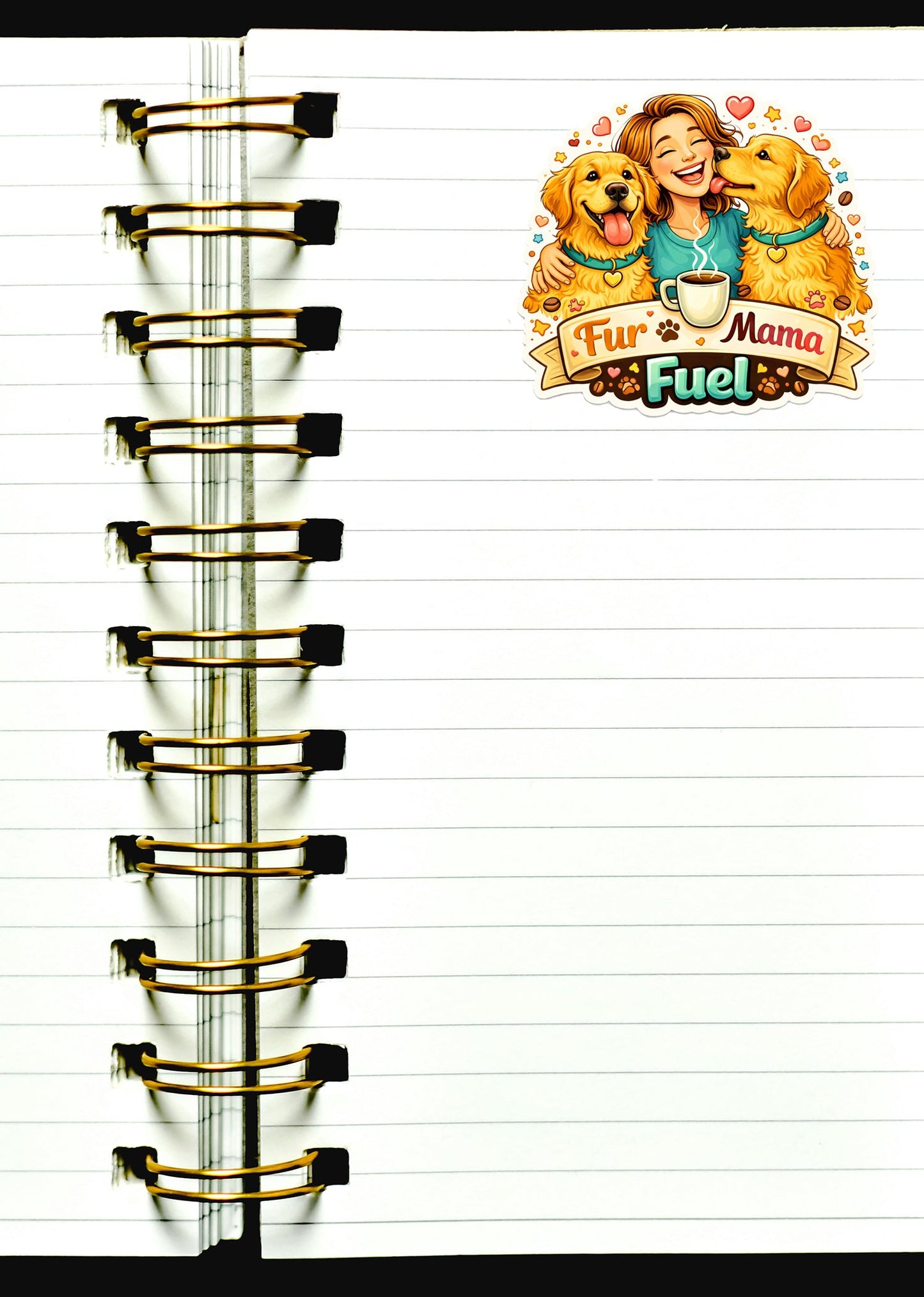Fur Mama Fuel Sticker Dog Mom Coffee Lover Golden Retriever Pet Parent Humor