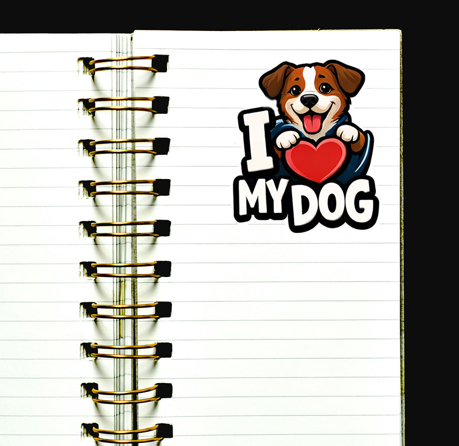 I Love My Dog Sticker Cute Puppy Heart Decal Pet Lover Gift Journal Scrapbooking