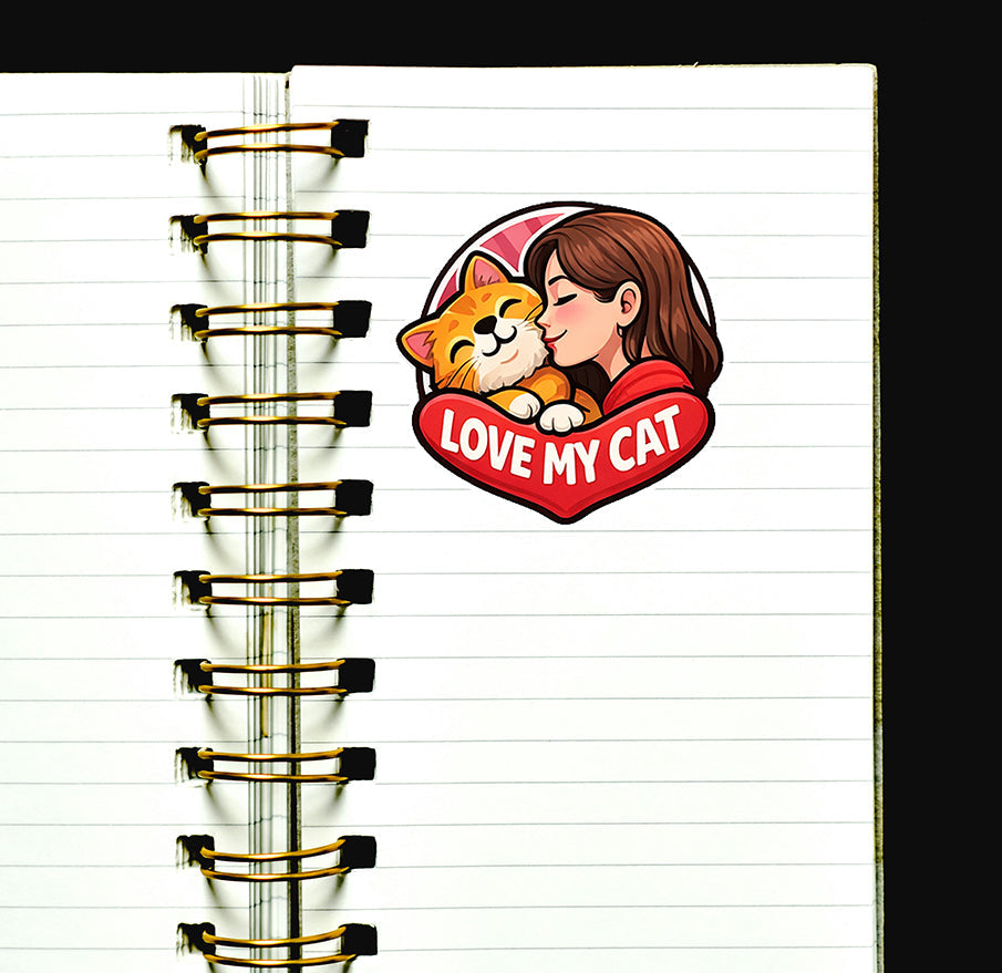 Love My Cat Sticker Cute Kitty Pet Lover Decal Cat Mom Gift Journal Scrapbooking