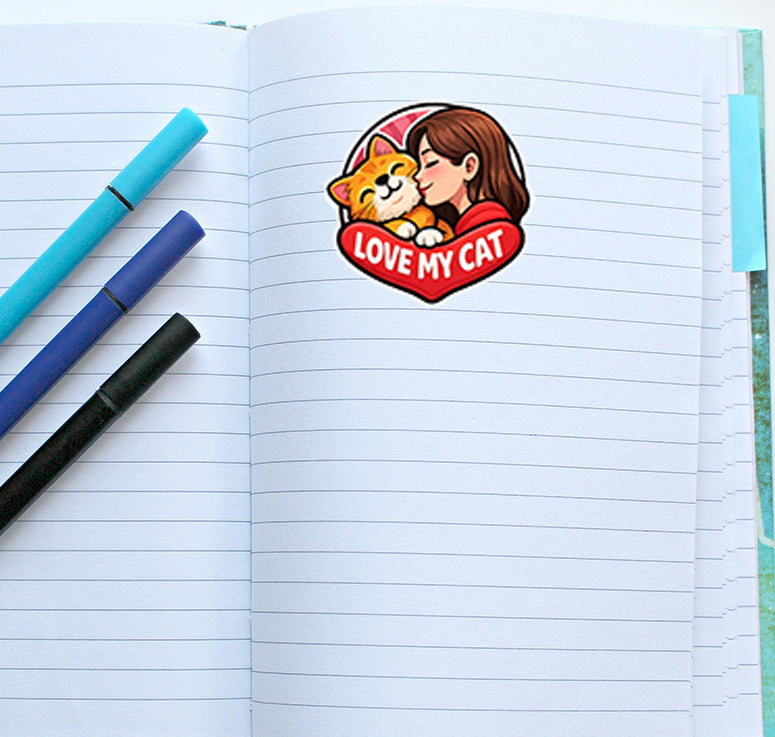 Love My Cat Sticker Cute Kitty Pet Lover Decal Cat Mom Gift Journal Scrapbooking