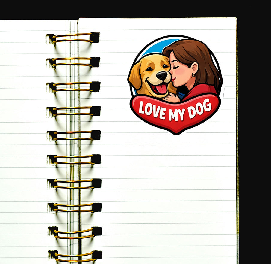 Love My Dog Sticker Cute Puppy Pet Lover Decal Dog Mom Gift Journal Scrapbooking