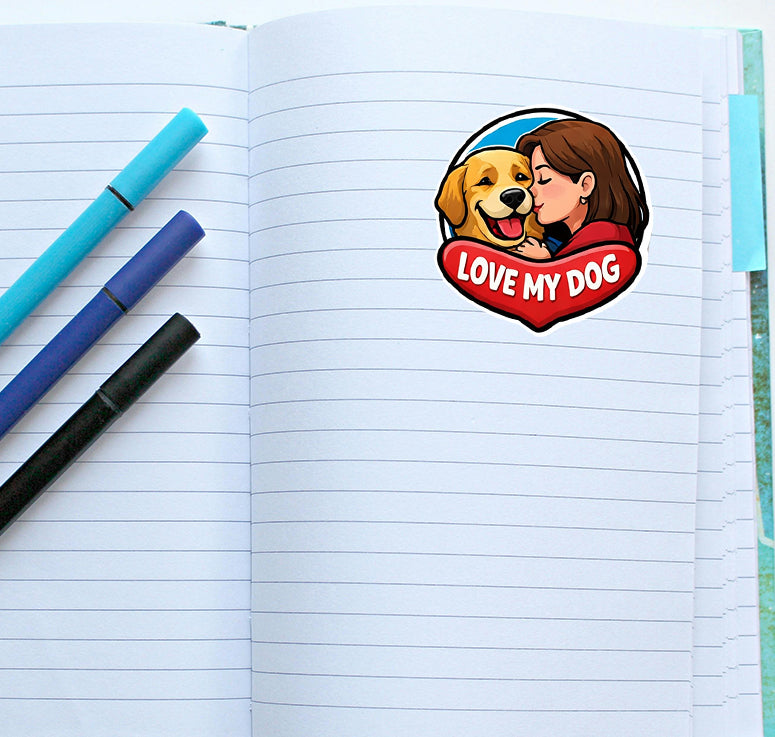 Love My Dog Sticker Cute Puppy Pet Lover Decal Dog Mom Gift Journal Scrapbooking