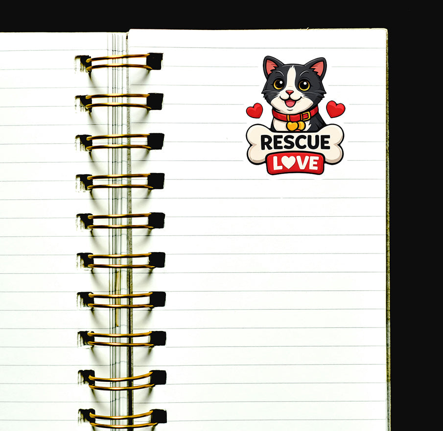Rescue Love Cat Sticker Kitten Pet Adoption Decal Animal Journal Scrapbooking