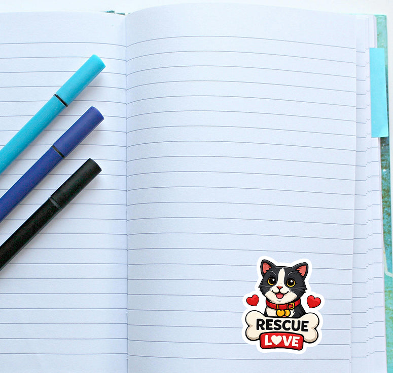 Rescue Love Cat Sticker Kitten Pet Adoption Decal Animal Journal Scrapbooking
